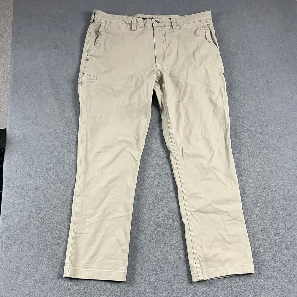 Duluth Trading Pants Mens Size 38X32 Beige Flex Ballroom Khakis Outdoor Workwear